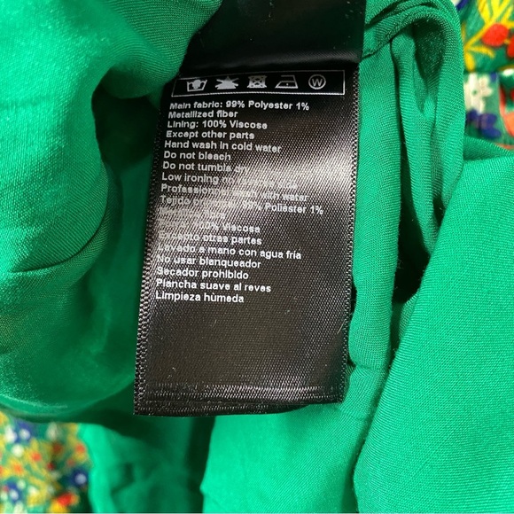 ba&sh Happy Dress Tiered Ruffle Shimmer Metallic High Low Midi Sz 3 Large Green - Picture 11 of 11